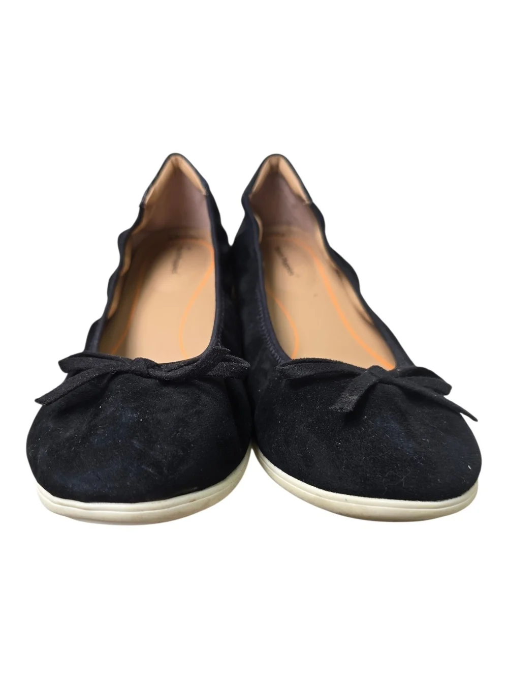 Hush Puppies Tessa Black Suede Ballet Flats Bow Comfort Shoes Women's 9.5M